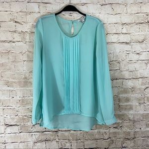 Forever21 Aqua long sleeve chiffon top medium